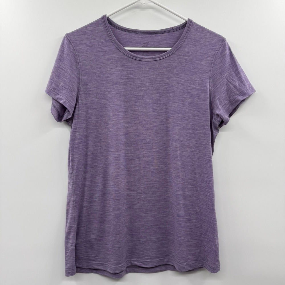Woolx Merino Short Sleeve Tee Womens Large Lavender Purple DuraLite Crew Neck